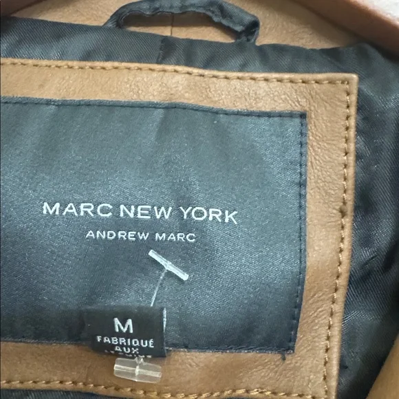 Andrew Marc Genuine Leather Moto Jacket Brown Asymmetrical Zip Size M - Picture 5 of 7